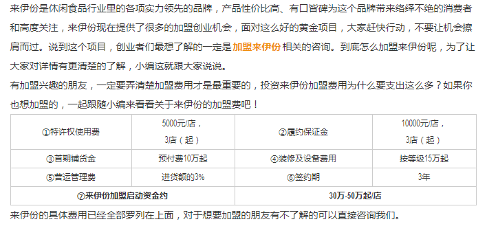 上海開(kāi)一家來(lái)伊份加盟店的費(fèi)用盈利分析表